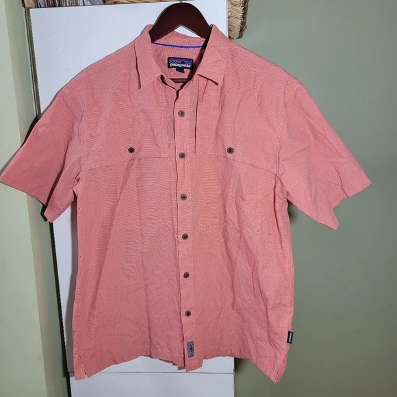 Patagonia short sleeve collared button shirt orange medium - Picture 1 of 13